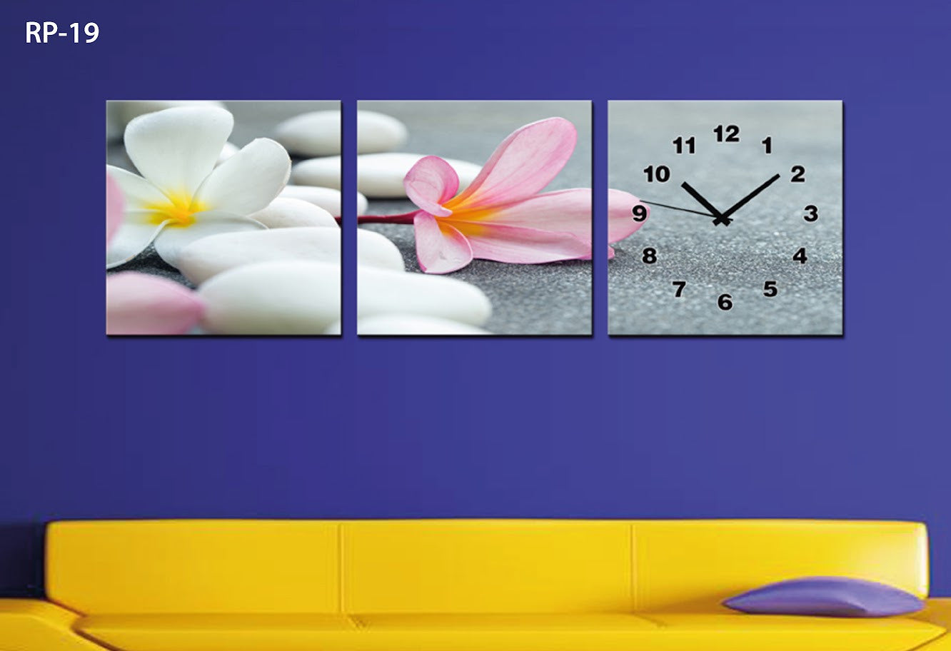 CUADRO DECORATIVO ESTILO POLIPTICO PARA INTERIORES CON RELOJ INCLUIDO