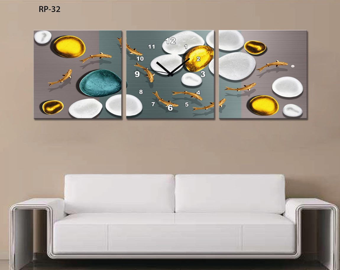 CUADRO DECORATIVO ESTILO POLIPTICO PARA INTERIORES CON RELOJ INCLUIDO