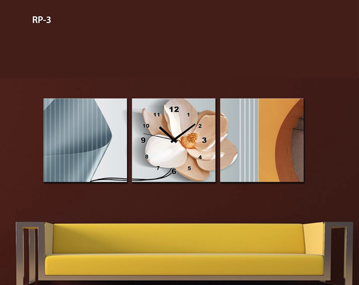 CUADRO DECORATIVO ESTILO POLIPTICO PARA INTERIORES CON RELOJ INCLUIDO
